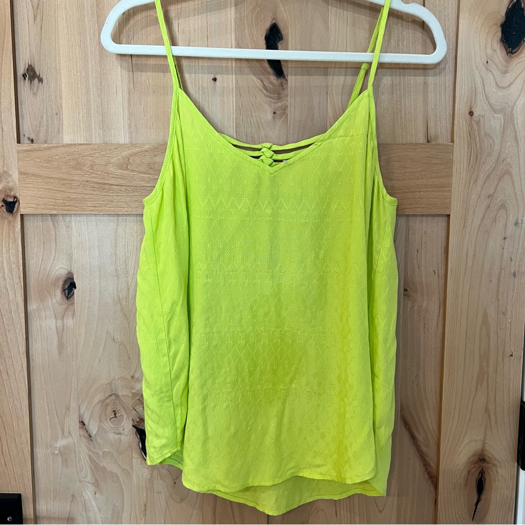 Nwt Lime Green Spaghetti Strap Tank With Strappy Back Detail, Size M